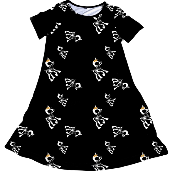 NWT RARE Skelecorn L Sz 14 16 Womens Skeleton Unicorn Black Charley Dress Goth - Picture 7 of 15